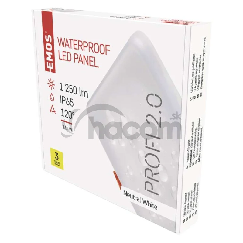 LED panel VIXXO 155×155, štvorcový vstavaný biely,13,5W neut.b.,IP65