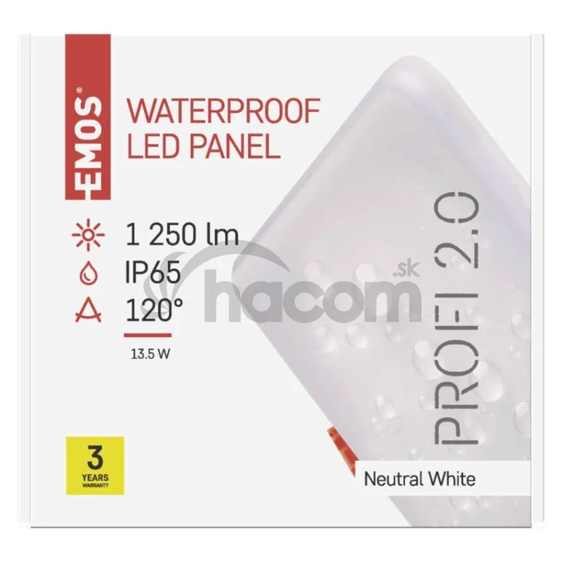 LED panel VIXXO 155×155, štvorcový vstavaný biely,13,5W neut.b.,IP65