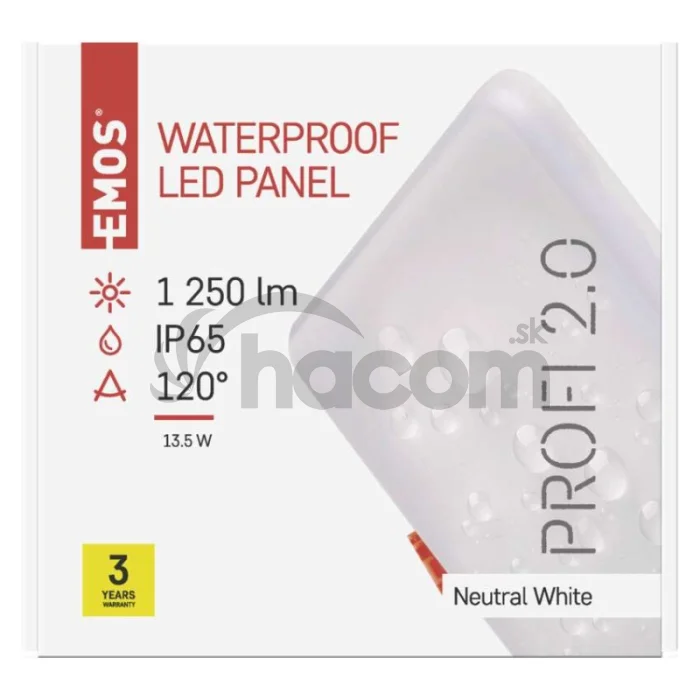 LED panel VIXXO 155×155, štvorcový vstavaný biely,13,5W neut.b.,IP65