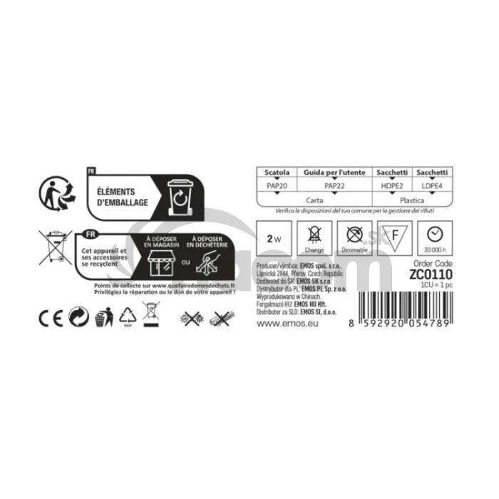 LED orientačné vstavané svietidlo AMAL 123×53 2W neutr.b.,IP65