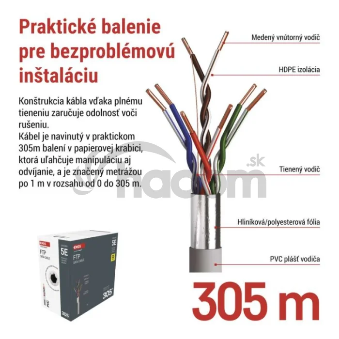Datový kábel FTP 5E, 305m