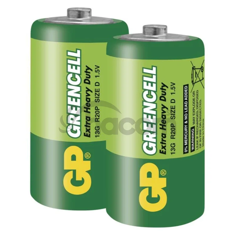 Zinko-chloridová batéria GP Greencell R20 (D), 2 ks