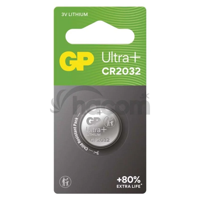 Lítiová gombíková batéria GP Ultra plus CR2032, 1 ks