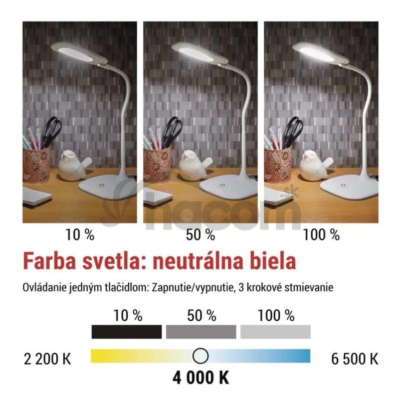 LED stolná lampa STELLA, biela