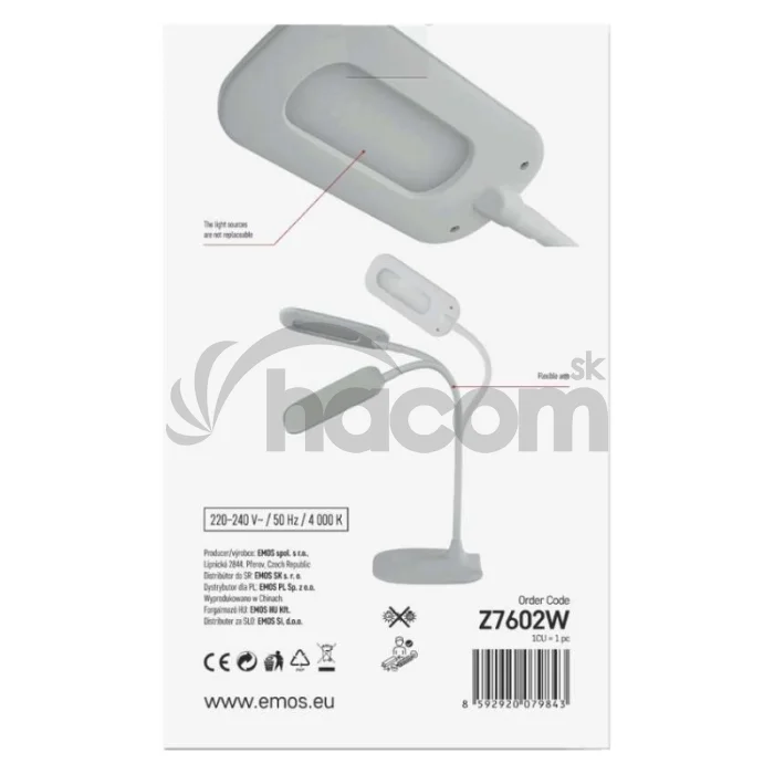 LED stolná lampa STELLA, biela