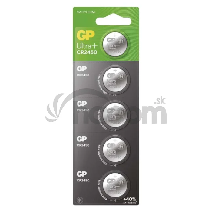 Lítiová gombíková batéria GP Ultra plus CR2450, 5 ks