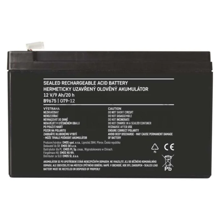 Bezúdržbový olovený akumulátor 12 V/9 Ah, faston 6,3 mm