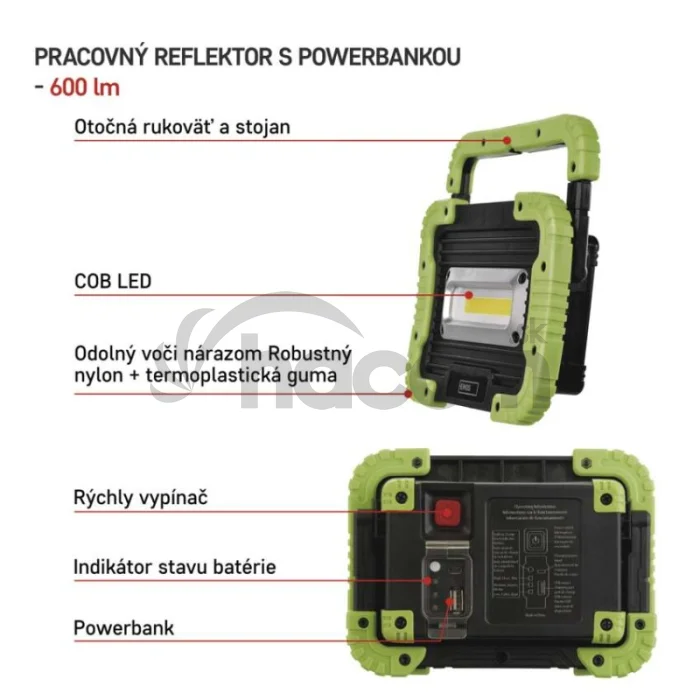 COB LED nabíjací pracovný reflektor P4534, 600 lm, 3000 mAh