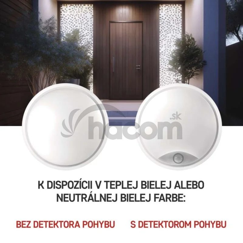 LED prisadené svietidlo ZURI s pohyb. senz., kruhové č/b 14W t.b.