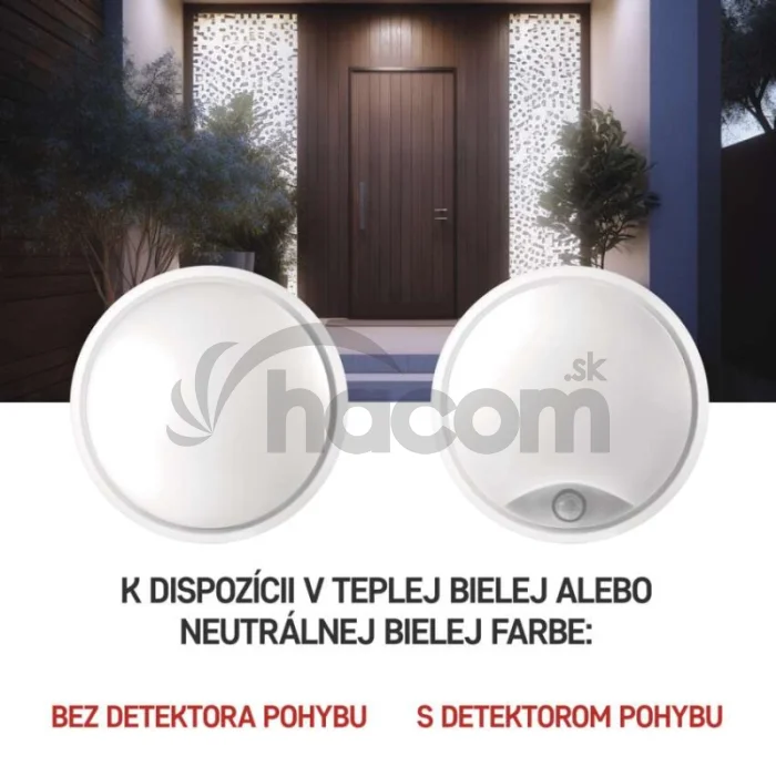 LED prisadené svietidlo ZURI s pohyb. senz., kruhové č/b 14W t.b.
