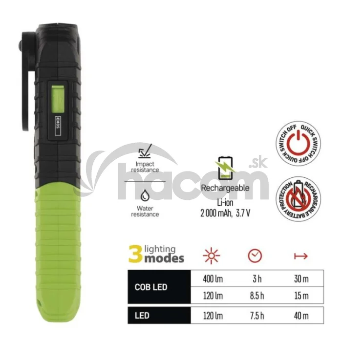 COB LED + LED nabíj. prac. svietidlo P4531, 400 lm, 2000 mAh
