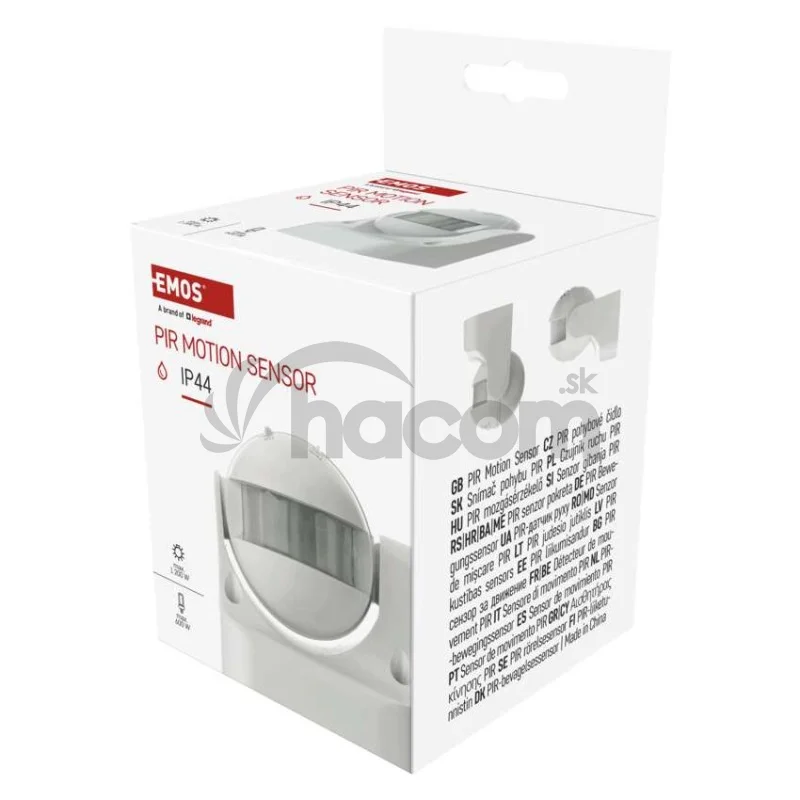 PIR senzor (pohybové čidlo) IP44 1200W, biely