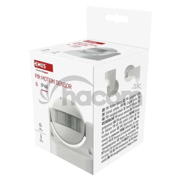 PIR senzor (pohybové čidlo) IP44 1200W, biely