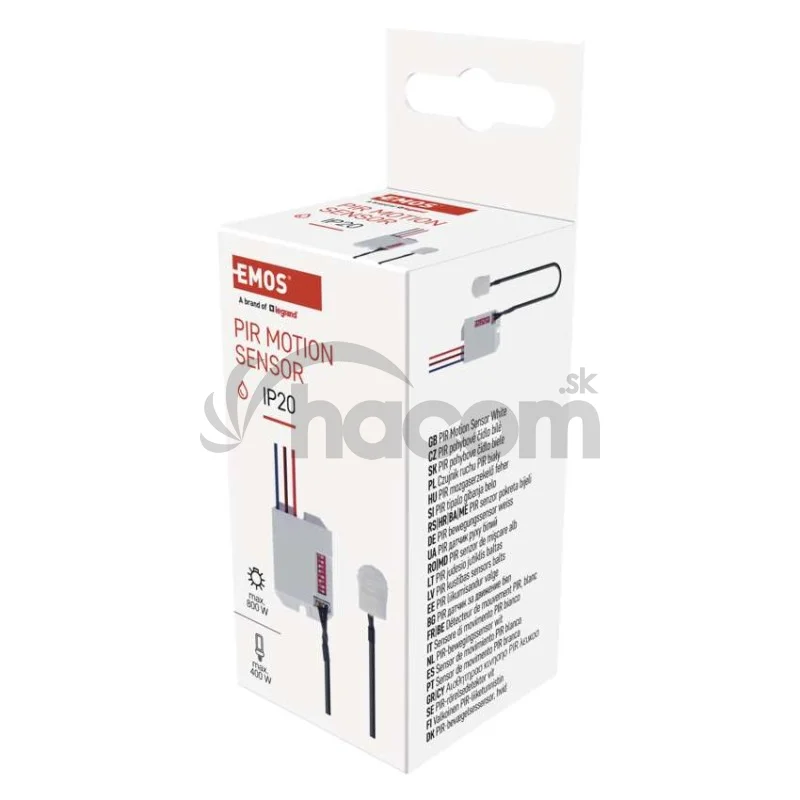 PIR senzor (pohybové čidlo) IP20 800W, biely