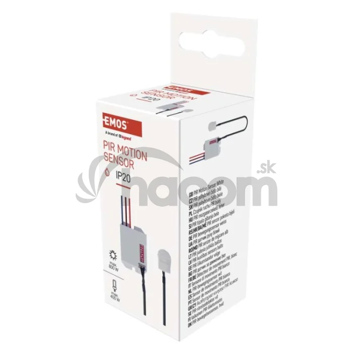 PIR senzor (pohybové čidlo) IP20 800W, biely