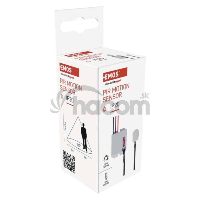 PIR senzor (pohybové čidlo) IP20 800W, biely