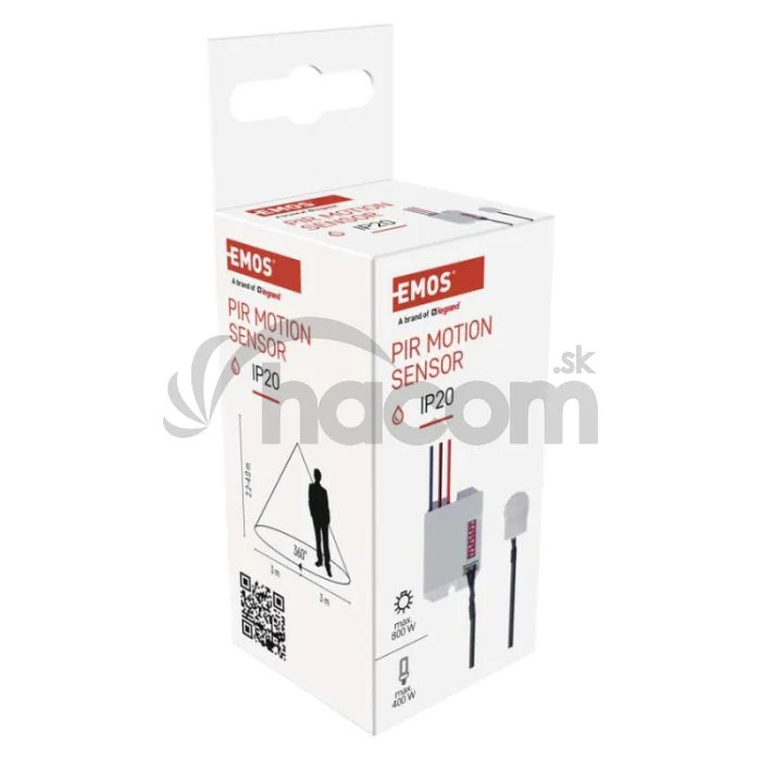 PIR senzor (pohybové čidlo) IP20 800W, biely