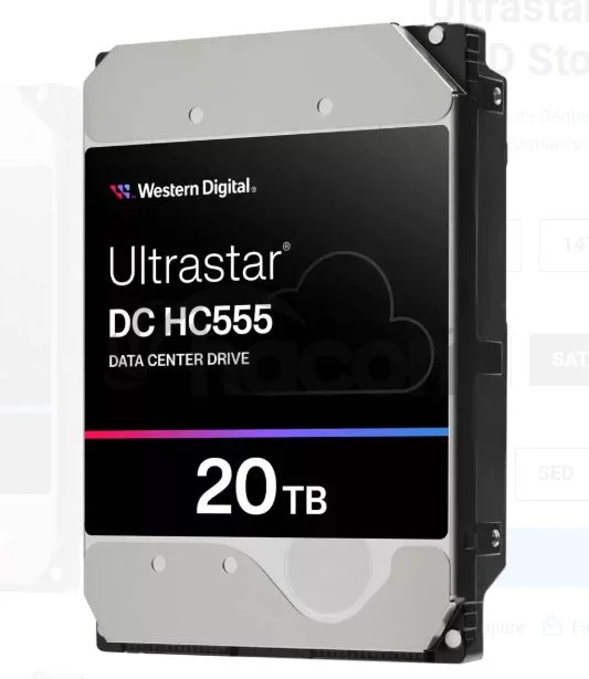 WD Ultrastar DC HC555/20TB/HDD/3.5"/SATA/M.2 SATA/7200 RPM/Strieborná/5R