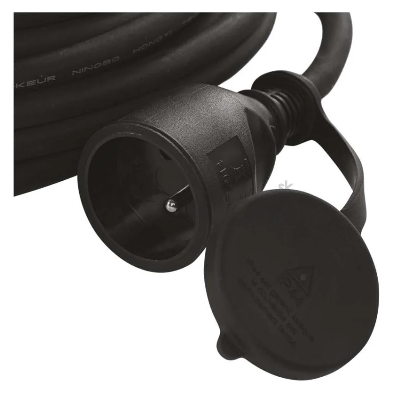 Vonkajší predlžovací kábel 10 m / 1 zásuvka / čierny / guma-neoprén / 230 V / 1,5 mm2