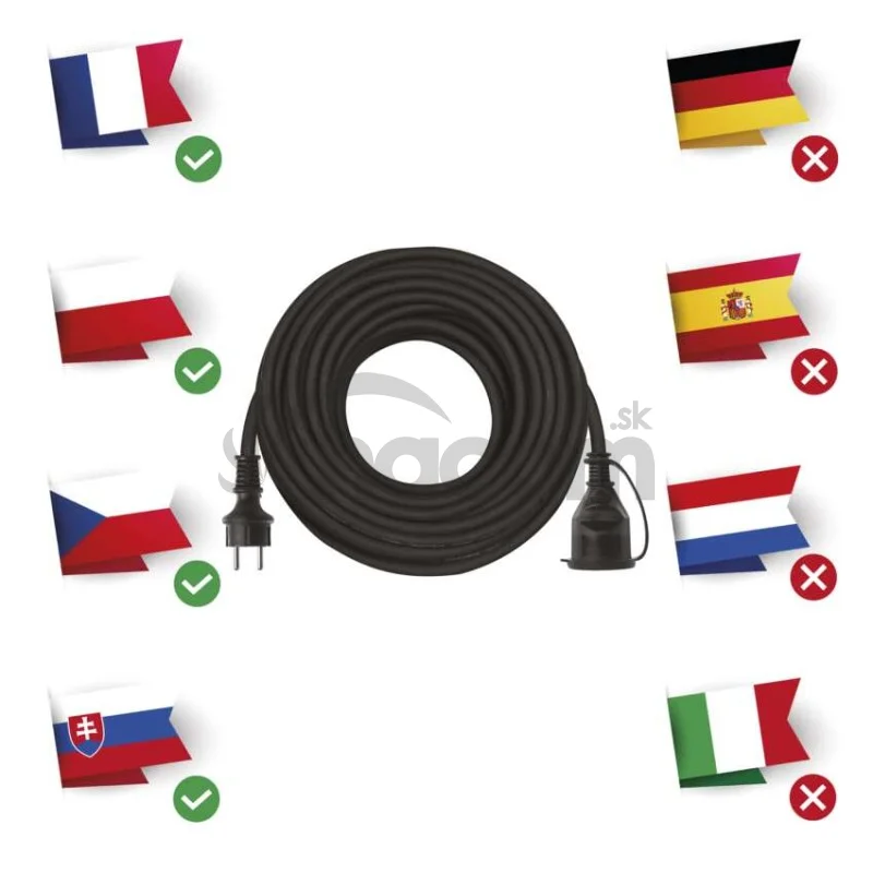 Vonkajší predlžovací kábel 25 m / 1 zásuvka / čierny / guma-neoprén / 230 V / 2,5 mm2