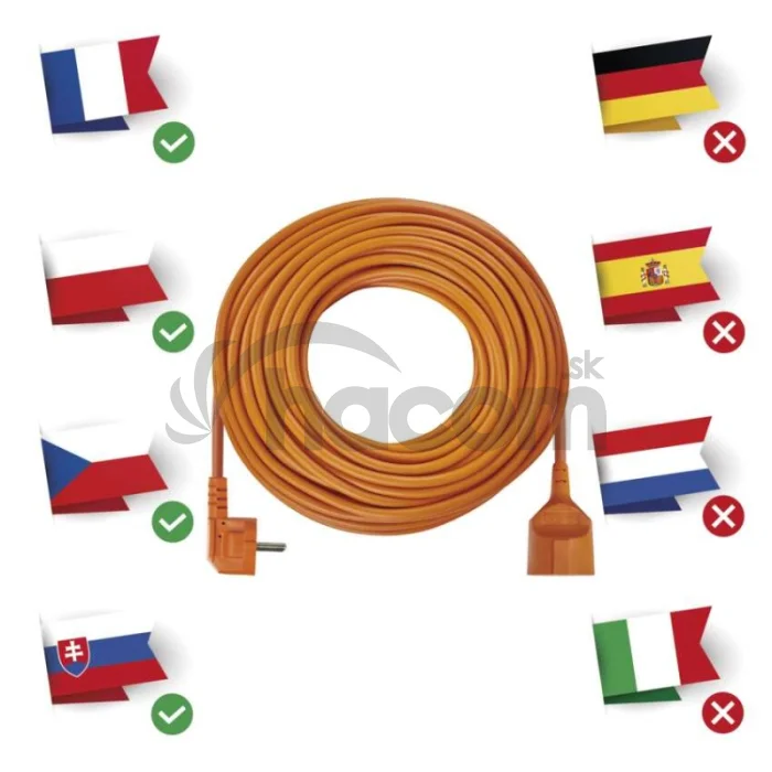 Predlžovací kábel 40 m / 1 zásuvka / oranžový / PVC / 230 V / 1,5 mm2
