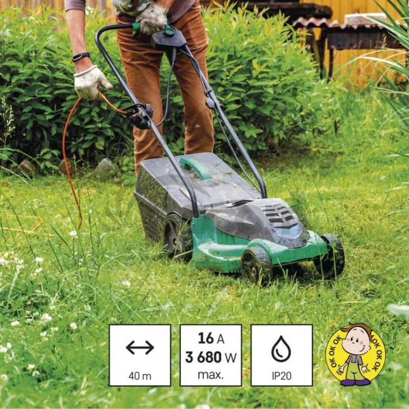 Predlžovací kábel 40 m / 1 zásuvka / oranžový / PVC / 230 V / 1,5 mm2