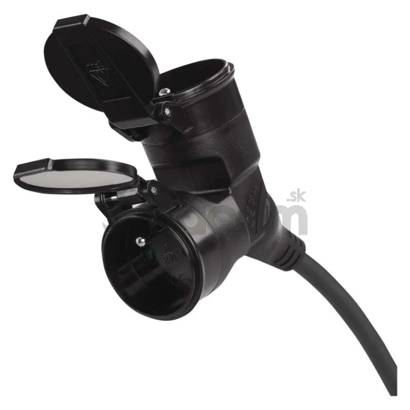 Vonkajší predlžovací kábel 25 m / 2 zásuvky / čierny / guma / 230 V / 1,5 mm2