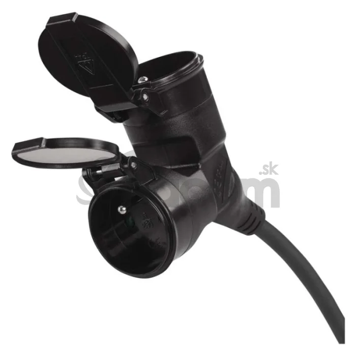 Vonkajší predlžovací kábel 25 m / 2 zásuvky / čierny / guma / 230 V / 1,5 mm2