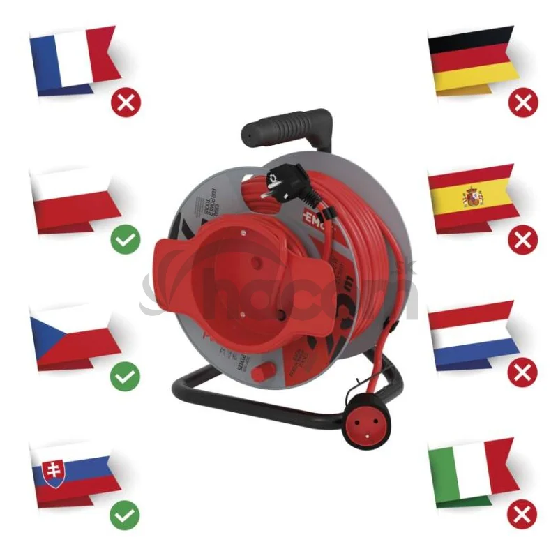 Predlžovací kábel na bubne 25 m / 1 zásuvka / červený / PVC / 230 V / 1,5 mm2