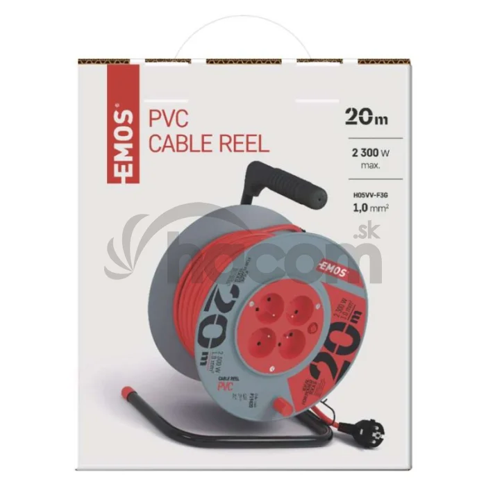 Predlžovací kábel na bubne 20 m / 4 zásuvky / červený / PVC / 230 V / 1 mm2
