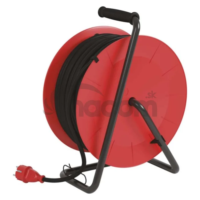 Vonkajší predlžovací kábel na bubne 50 m / 4 zásuvky / čierny / guma / 230 V / 1,5 mm2