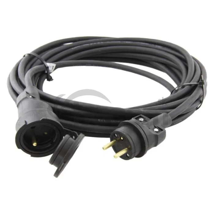 Vonkajší predlžovací kábel 10 m / 1 zásuvka / čierny / guma / 230 V / 1,5 mm2