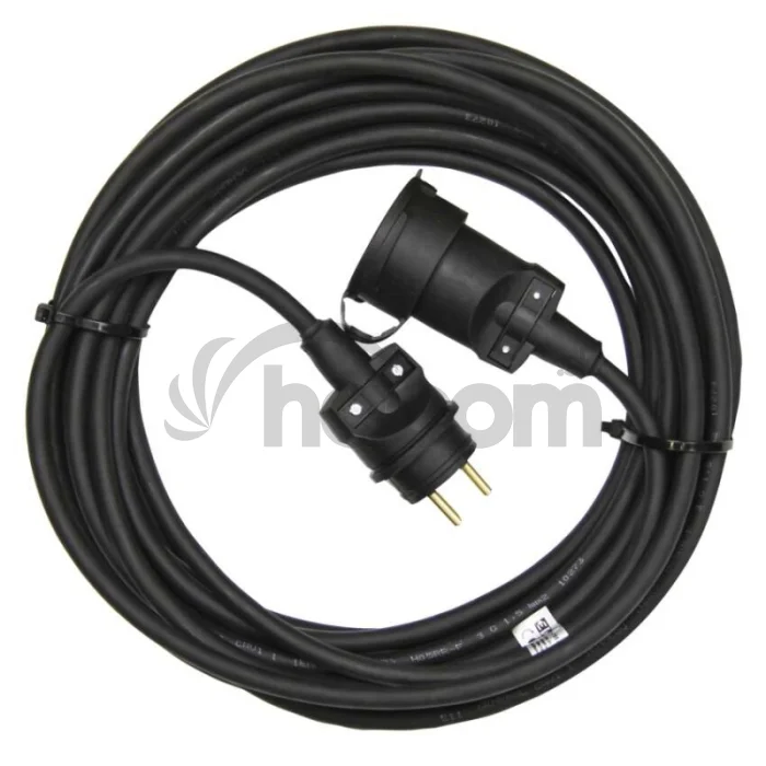 Vonkajší predlžovací kábel 10 m / 1 zásuvka / čierny / guma / 230 V / 1,5 mm2