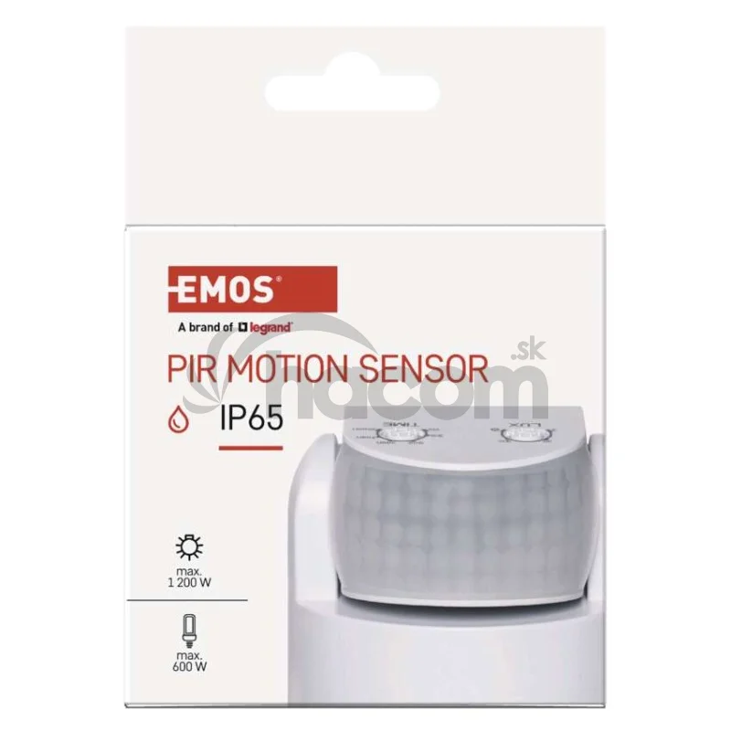 PIR senzor (pohybové čidlo) IP65 1200W, biely