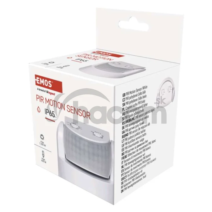 PIR senzor (pohybové čidlo) IP65 1200W, biely