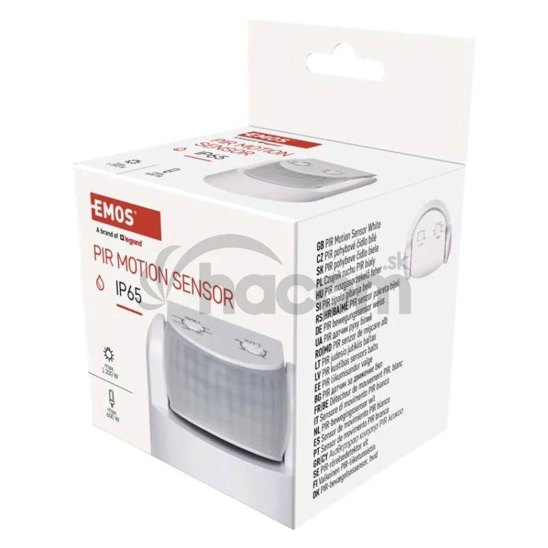 PIR senzor (pohybové čidlo) IP65 1200W, biely