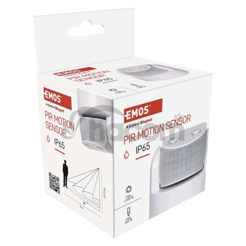PIR senzor (pohybové čidlo) IP65 1200W, biely