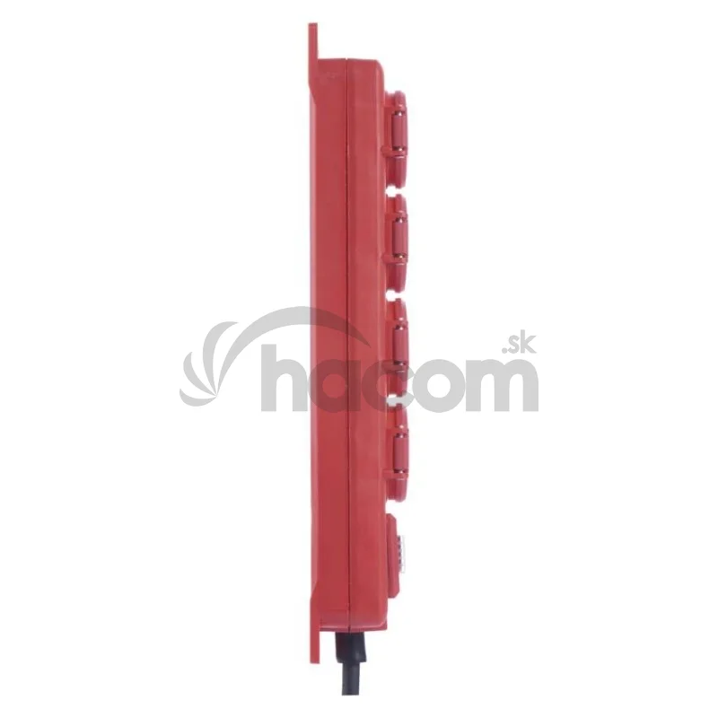 Predlžovací kábel 5 m / 4 zásuvky / s vypínačom / čierno-červený / guma-neoprén / 1,5 mm2