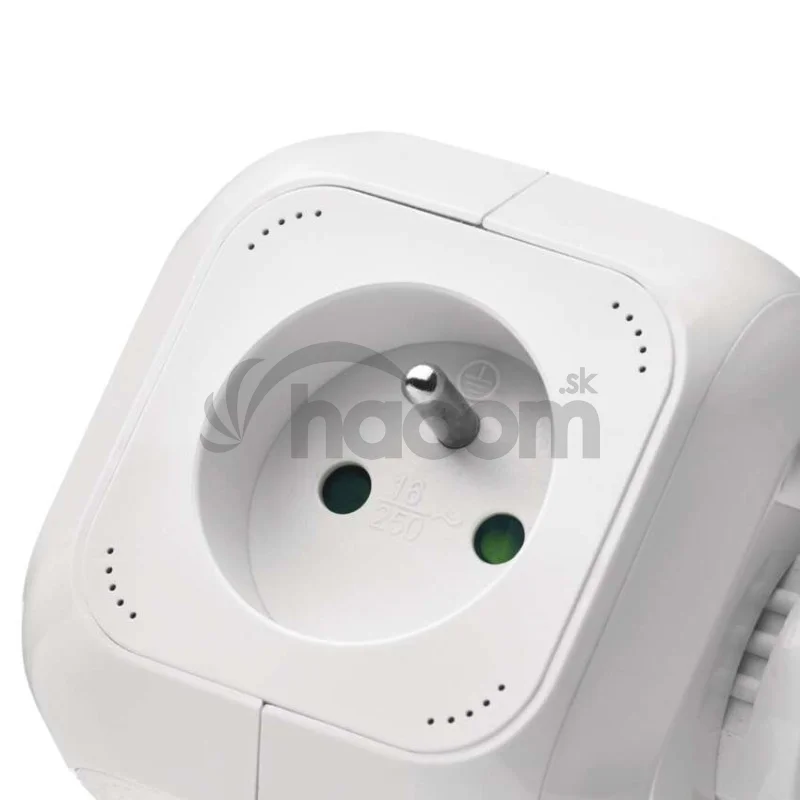 Predlžovací kábel - kocka 1,9 m / 4 zásuvky / biely / PVC / s USB / 1 mm2