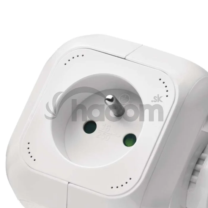 Predlžovací kábel - kocka 1,9 m / 4 zásuvky / biely / PVC / s USB / 1 mm2
