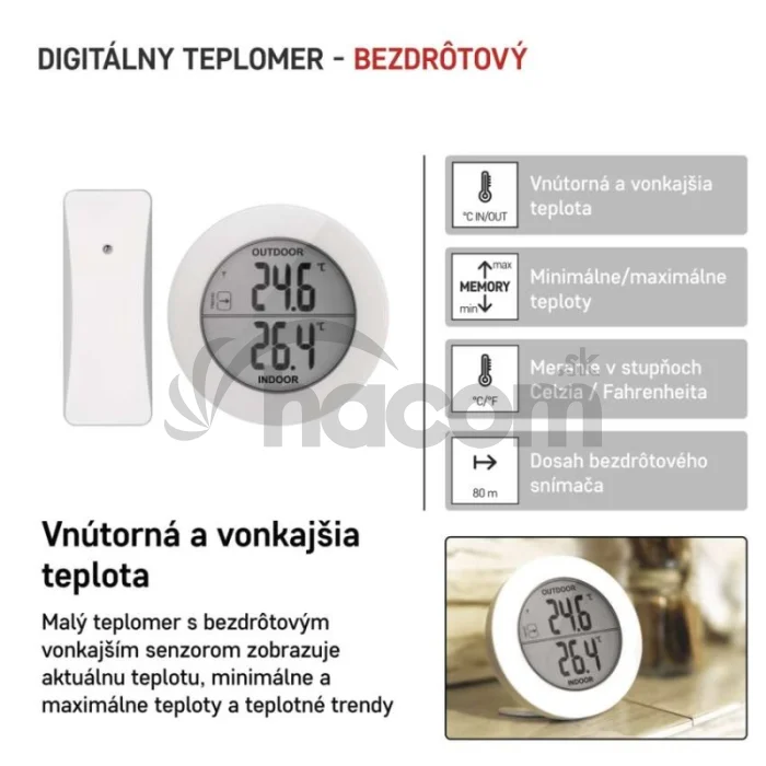 Digitálny teplomer, bezdrôtový snímač E0129
