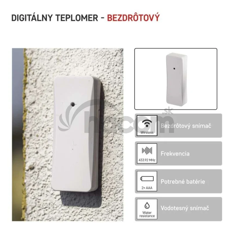 Digitálny teplomer, bezdrôtový snímač E0129