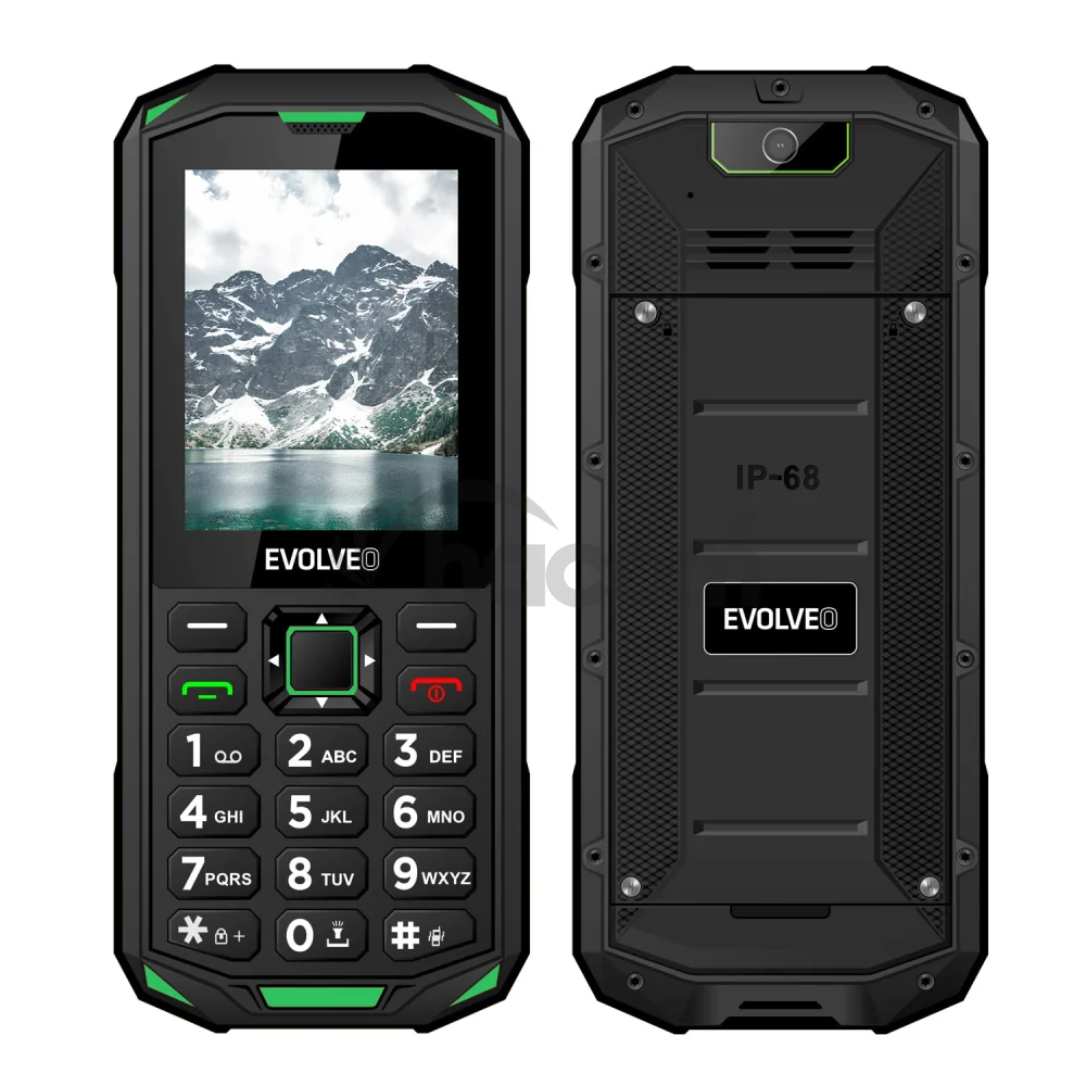 EVOLVEO StrongPhone X5, IP68 odolný Dual SIM telefón, 2,4" LCD, 2500mAh, čierno-zelený