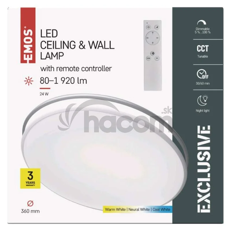 LED prisadené svietidlo ALVI, kruhové 24W, stmiev.so zmenou CCT
