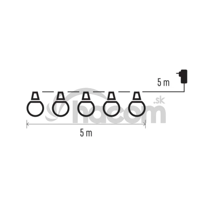 LED svetelná reťaz – 10x párty žiarovky mliečne, 5 m, vonkajšia aj vnútorná, teplá biela