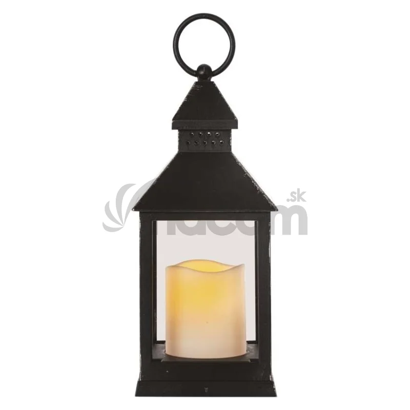 LED dekorácia – lampáš antik čierna blikajúca, 3x AAA, vnútorný, vintage, časovač