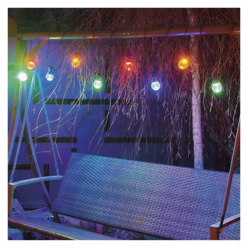 LED svetelná reťaz – 10x párty žiarovky, 5 m, vonkajšia aj vnútorná, multicolor