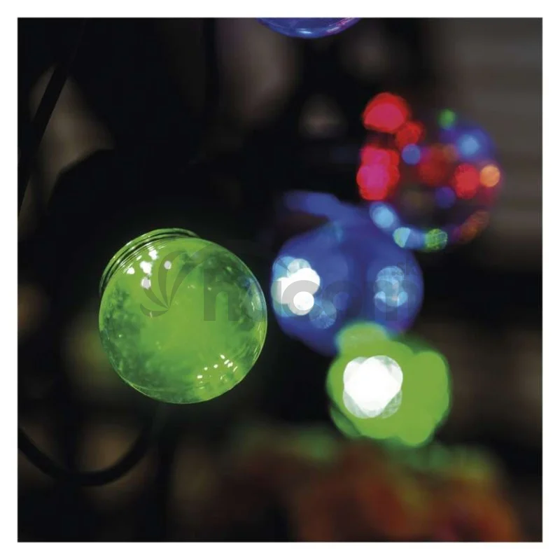 LED svetelná reťaz – 10x párty žiarovky, 5 m, vonkajšia aj vnútorná, multicolor