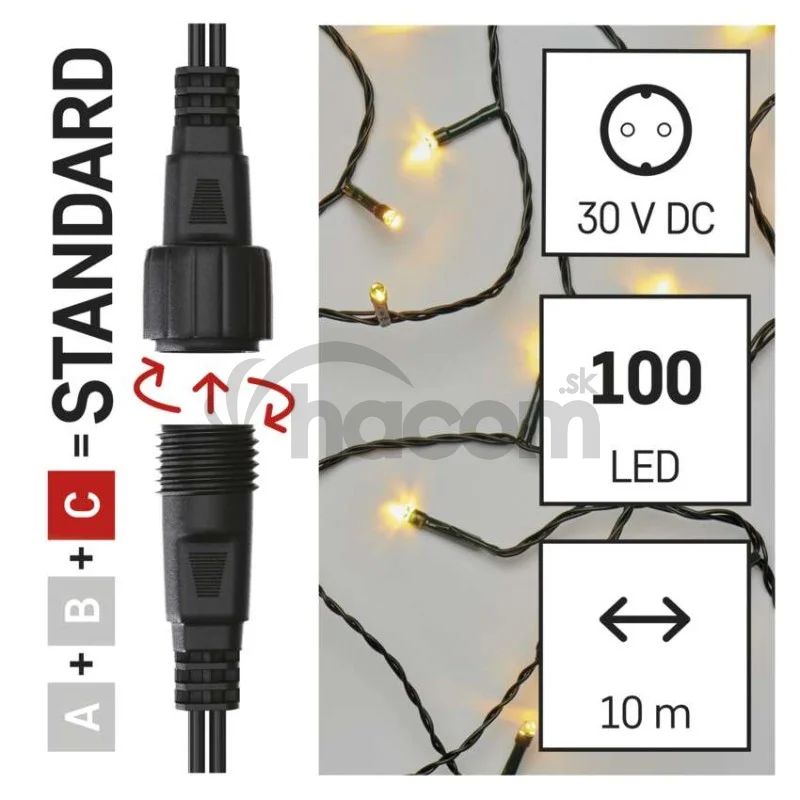 Standard LED spojovacia vianočná reťaz, 5 m, vonkajšia aj vnútorná, teplá biela