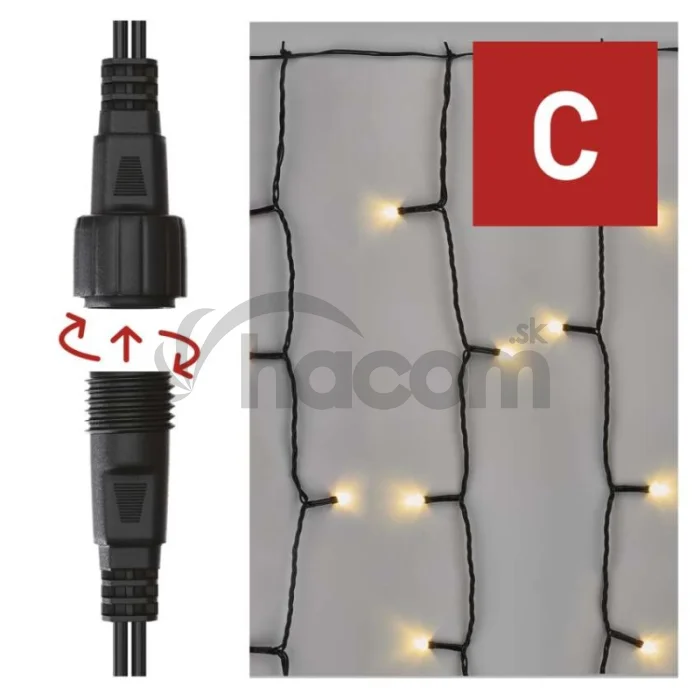 Standard LED spojovacia vianočná reťaz – záclona, 1x2 m, vonkajšia, teplá biela